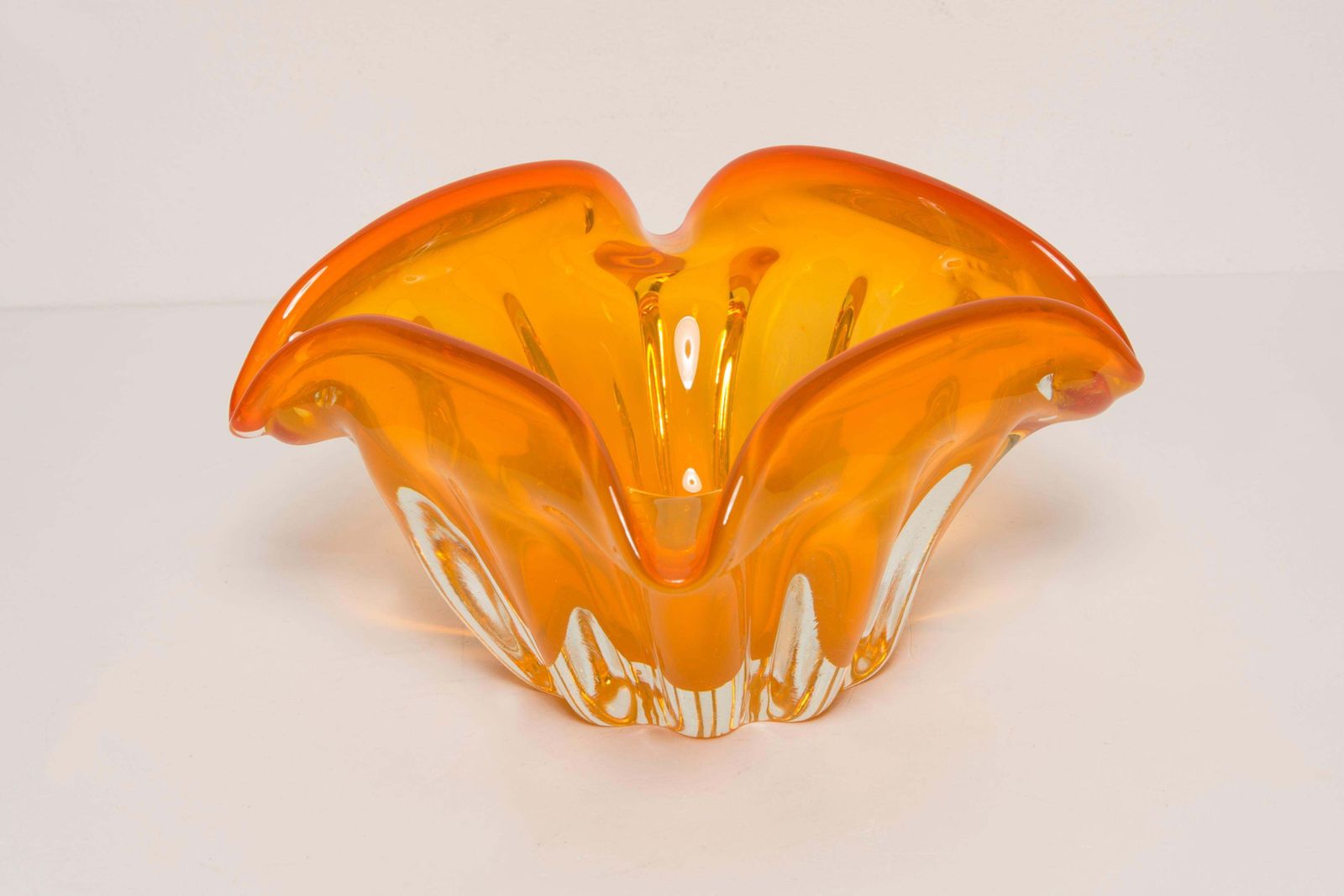 Mid Century Murano Orange Glass Bowl Ashtray, Italy, 1970s photo 155.0