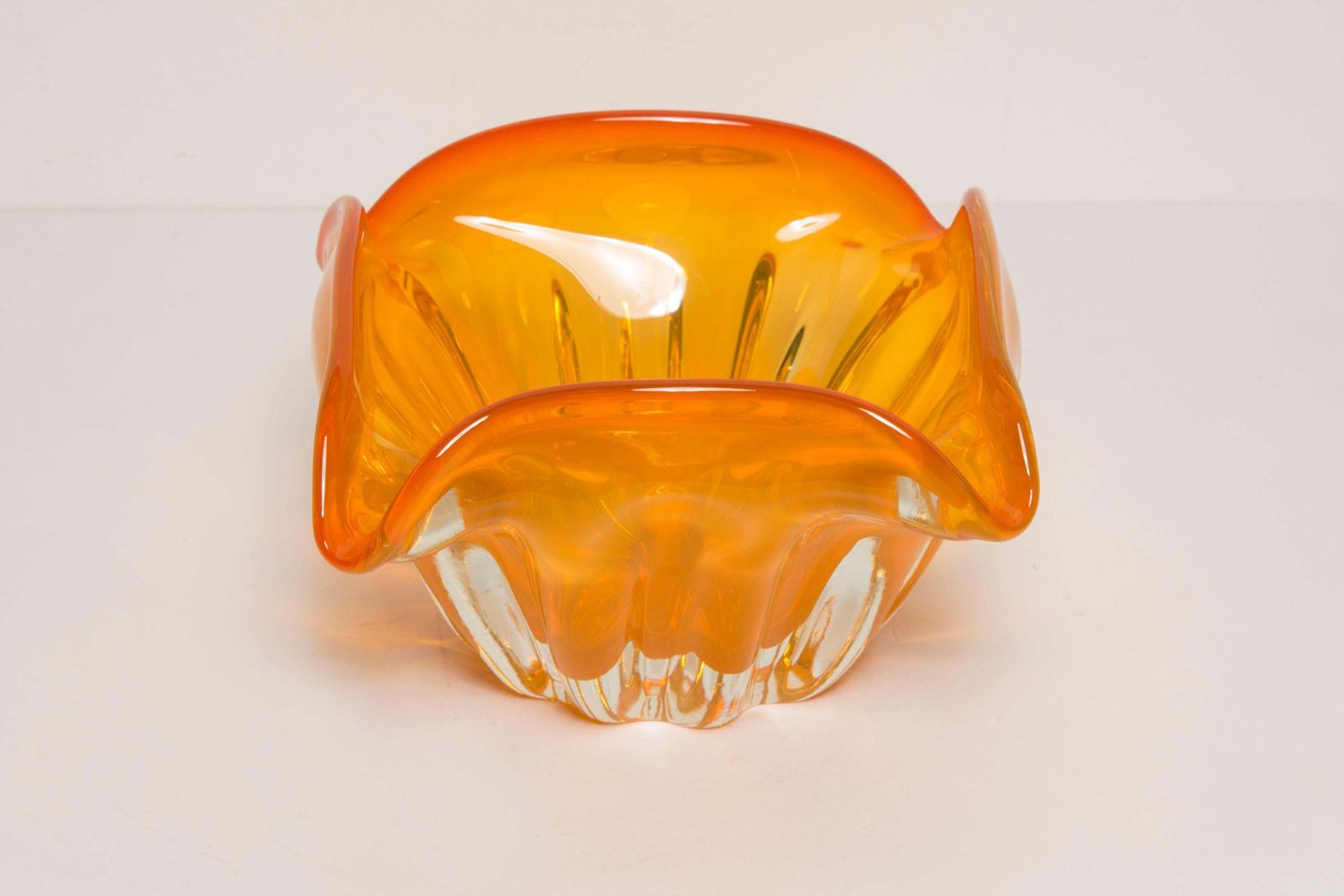 photo for sale Mid Century Murano Orange Glass Bowl Ashtray, Italy, 1970s