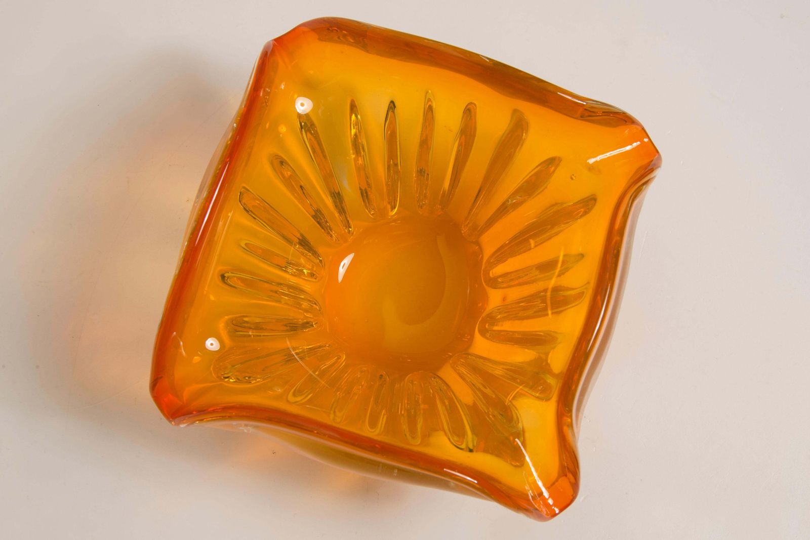 Home Decor Mid Century Murano Orange Glass Bowl Ashtray, Italy, 1970s photo