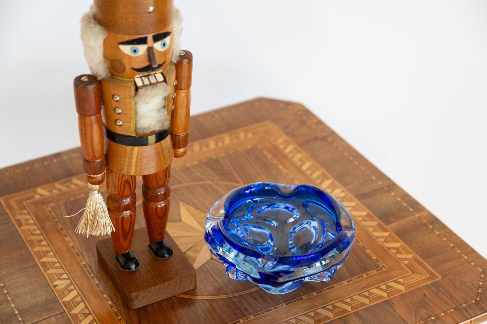 Mid Century Blue Artistic Glass Bowl Ashtray, Italy, 1970s photo furniture