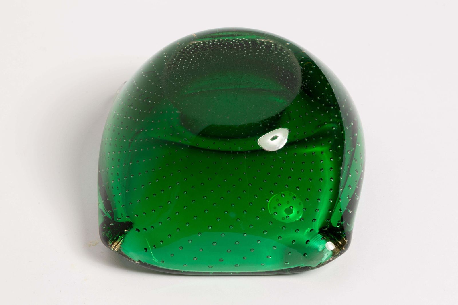 Mid Century Green Glass Bowl Ashtray Element, Italy, 1970s photo vinterior