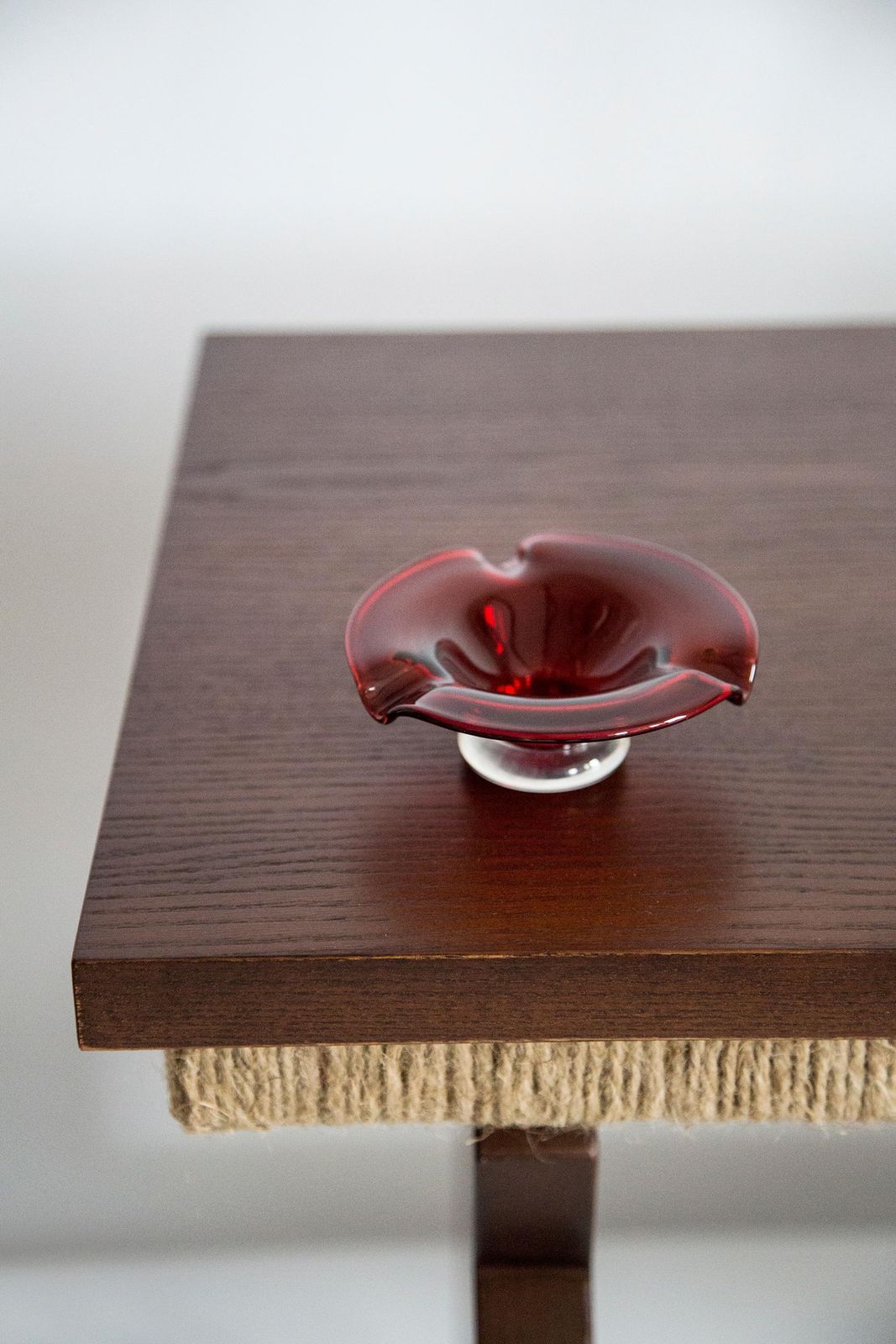 Mid Century Red Glass Ashtray Bowl, Italy, 1970s photo for sale