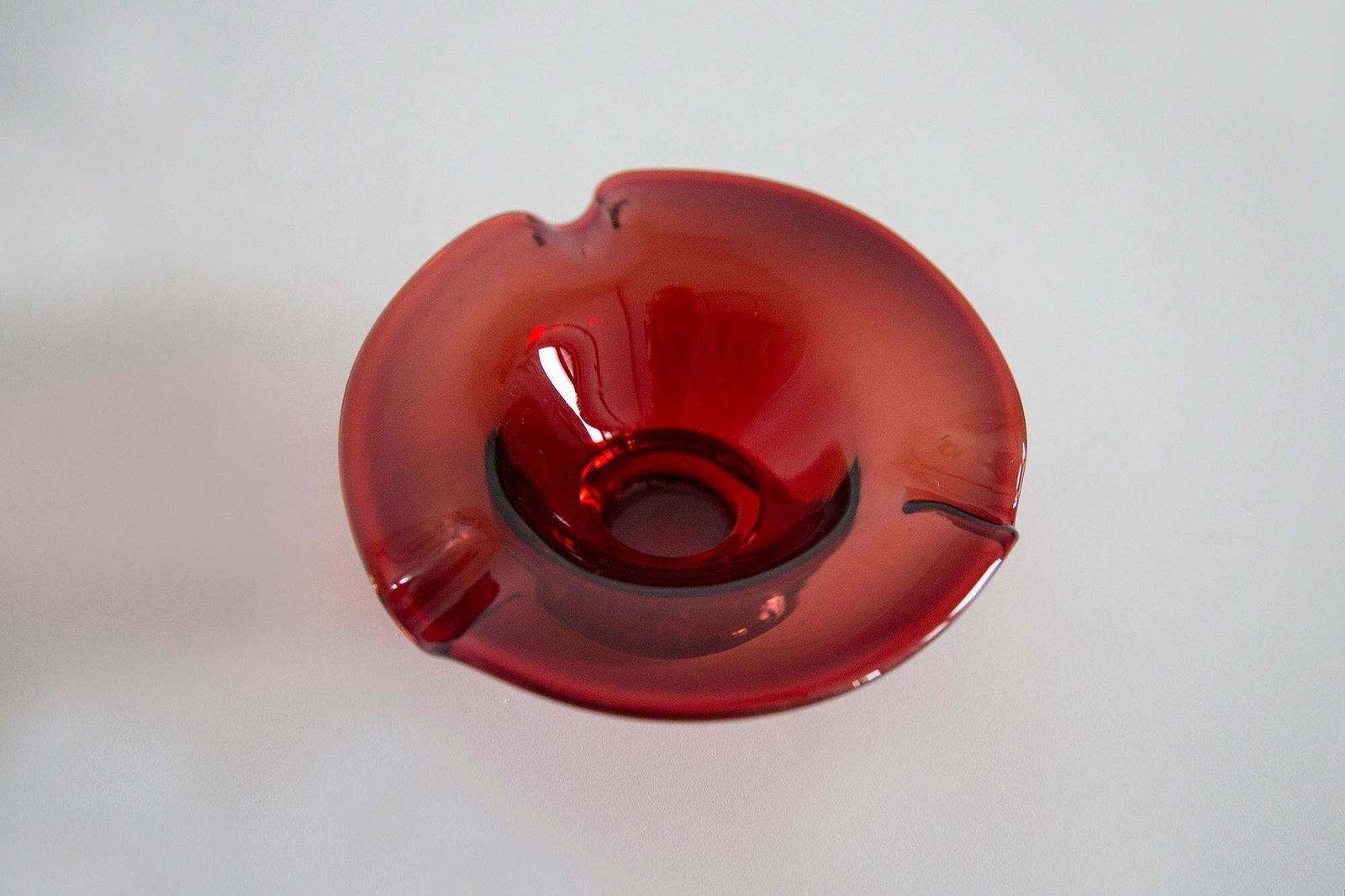 Mid Century Red Glass Ashtray Bowl, Italy, 1970s photo buy