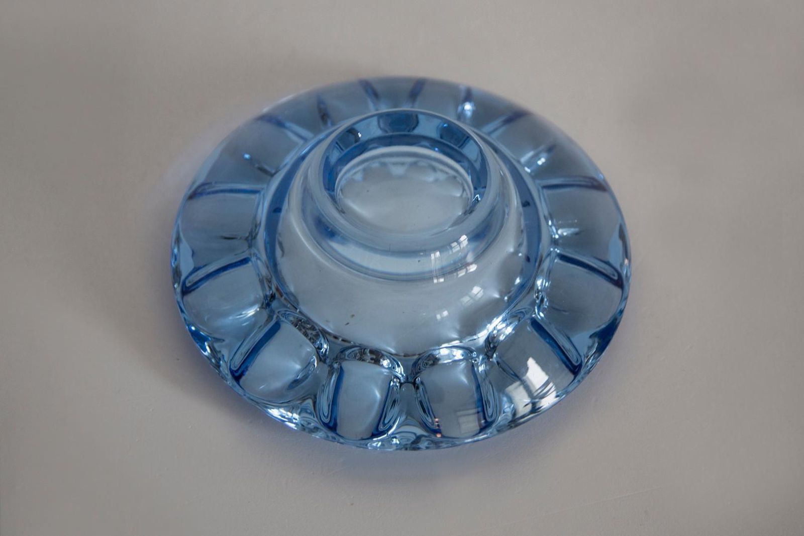 photo furniture Midcentury Rosice Blue Glass Bowl Ashtray Element, Czech Republic, 1970s