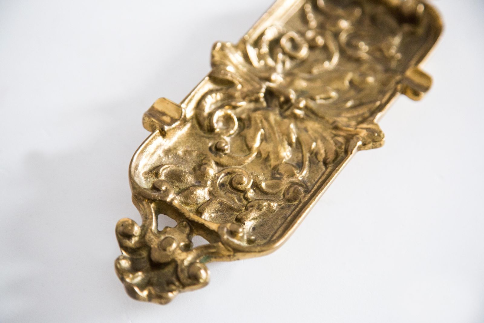 128.0 Mid Century Brass Metal Small Plate Bowl Ashtray, Gold Flowers, Italy, 1970s photo