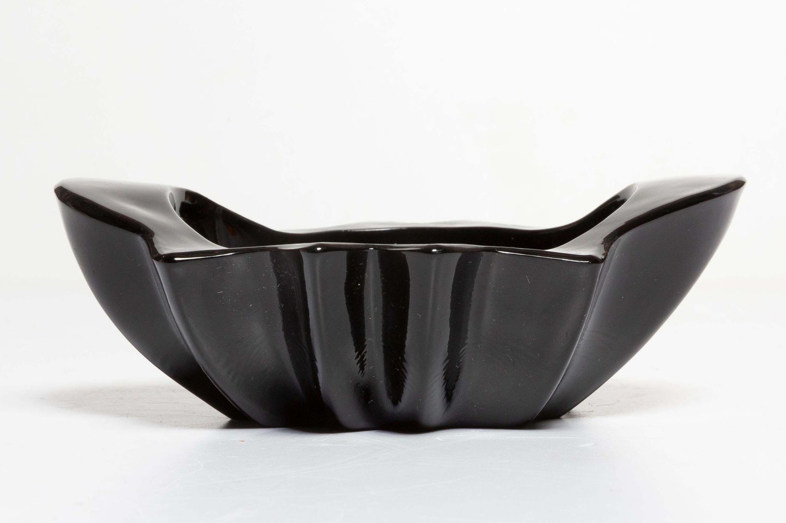 Mid Century Black Small Glass Bowl Ashtray Element, Italy, 1970s photo furniture