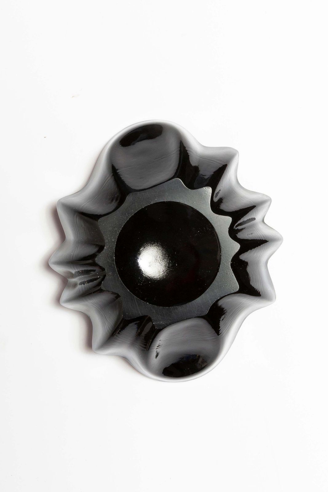 Mid Century Black Small Glass Bowl Ashtray Element, Italy, 1970s photo 68.0