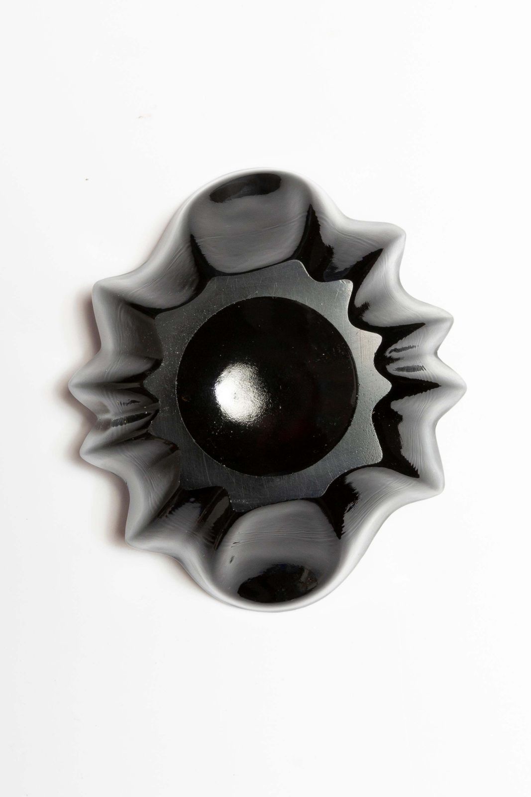Mid Century Black Small Glass Bowl Ashtray Element, Italy, 1970s photo vinterior
