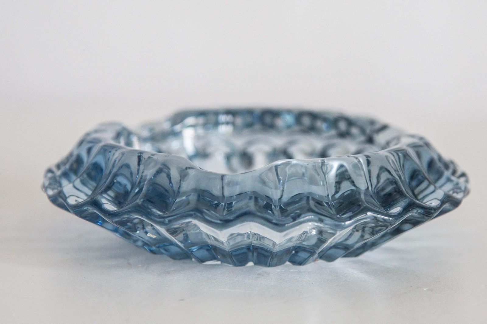 Mid Century Light Blue Crystal Glass Ashtray, Italy, 1970s photo buy