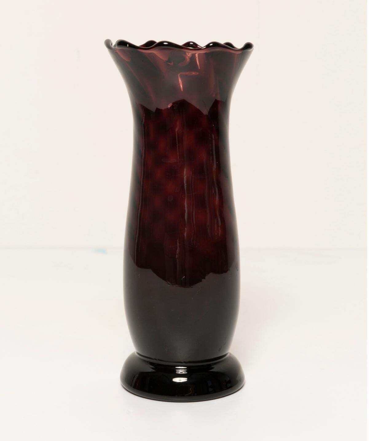 Small Midcentury Deep Red Burgundy Vase, Europe, 1960s photo vinterior