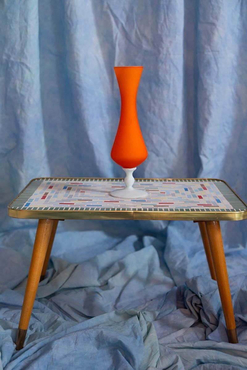Mid Century Orange Decorative Glass Vase, Europe, 1960s photo Home Decor