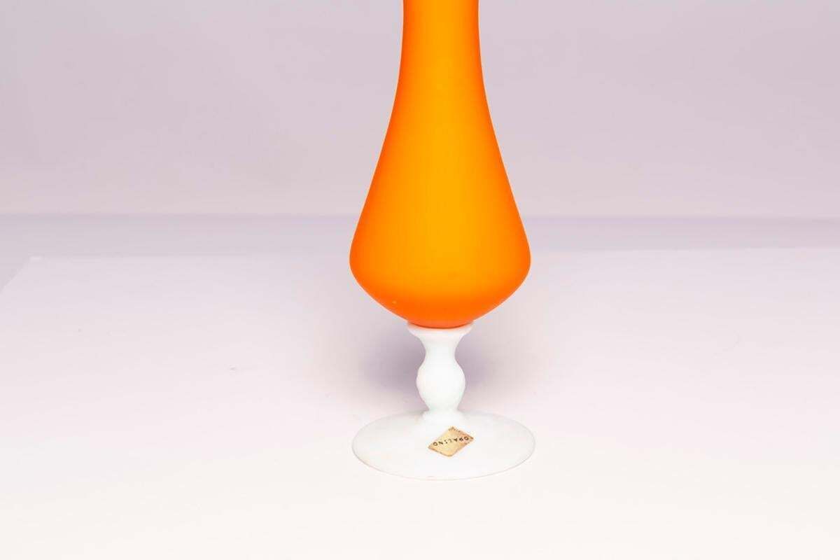 photo furniture Mid Century Orange Decorative Glass Vase, Europe, 1960s