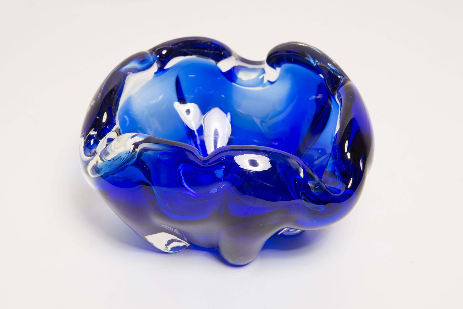 Mid Century Murano Blue Glass Bowl Ashtray Element, Italy, 1970s photo for sale