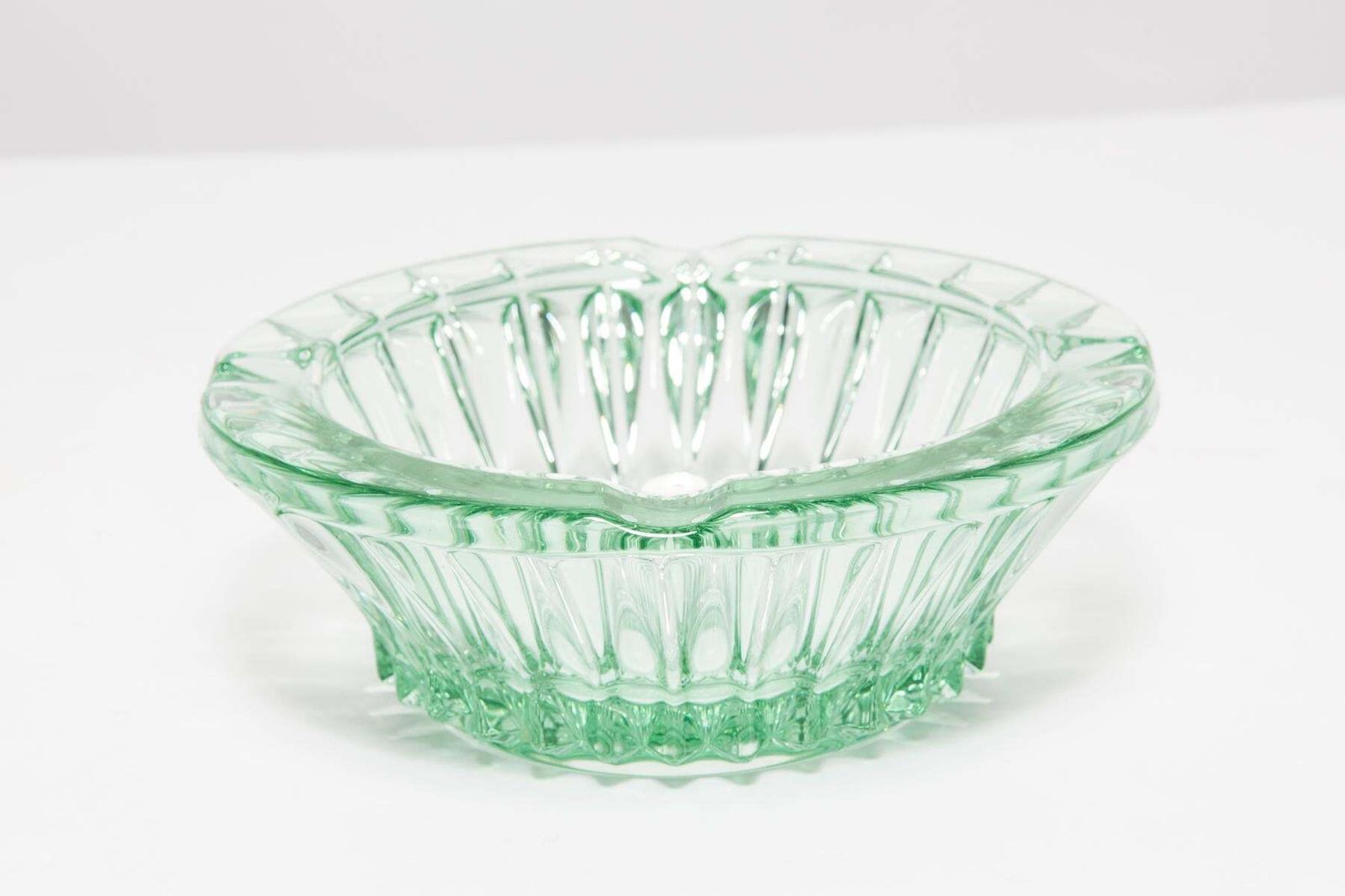 Mid Century Crystal Green Glass Ashtray Bowl, Italy, 1970s photo buy