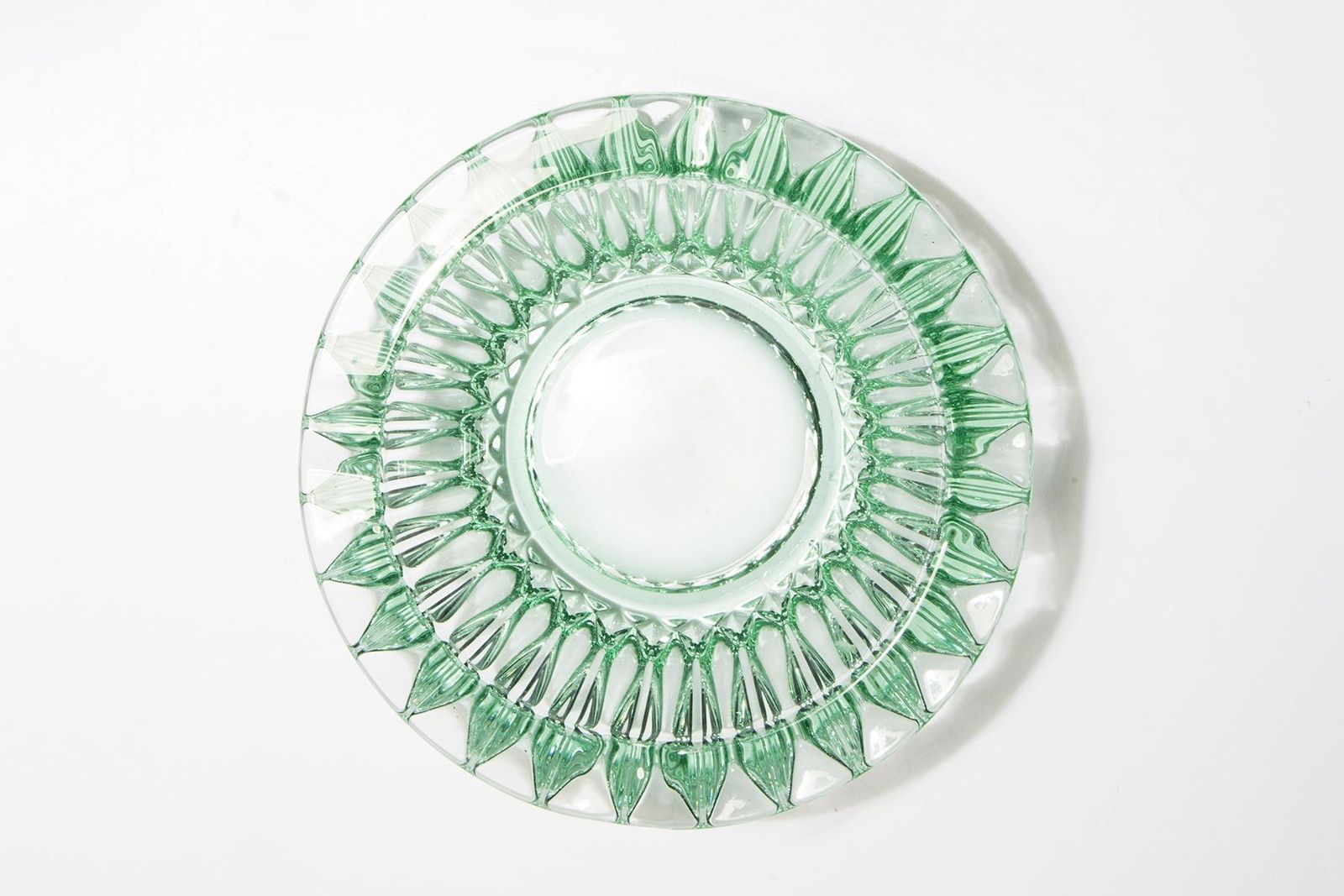 Home Decor Mid Century Crystal Green Glass Ashtray Bowl, Italy, 1970s photo
