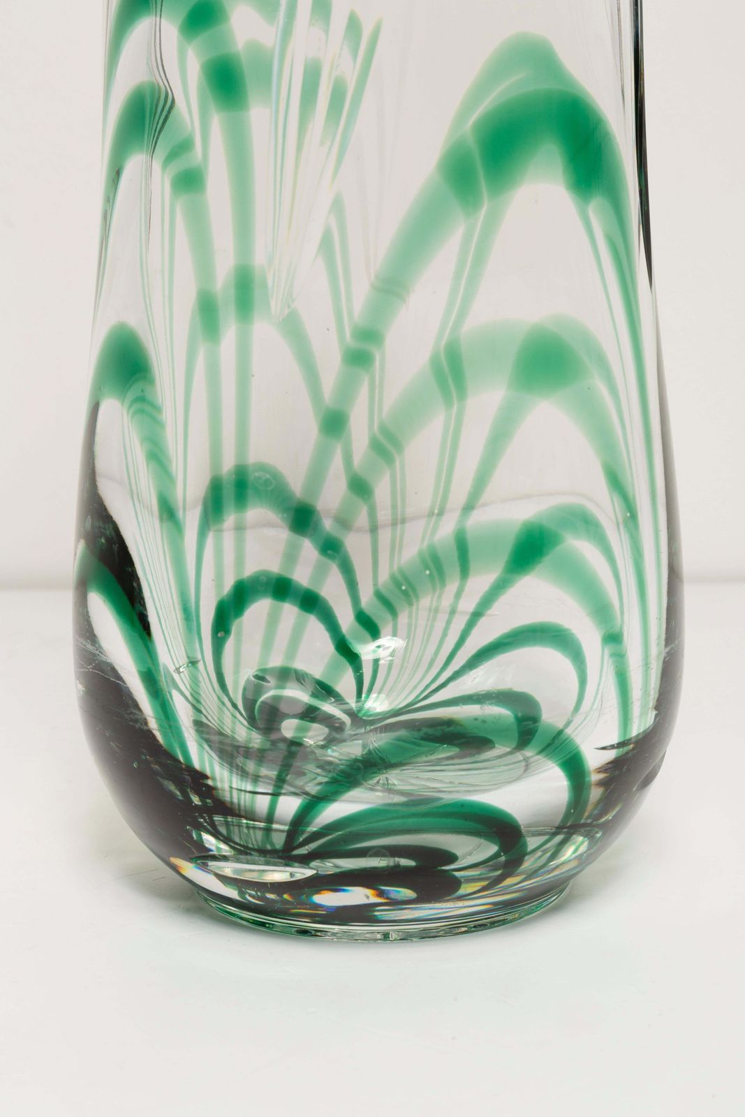 Mid Century Vintage Transparent And Green Crystal Vase, Italy, 1960s photo 102.0