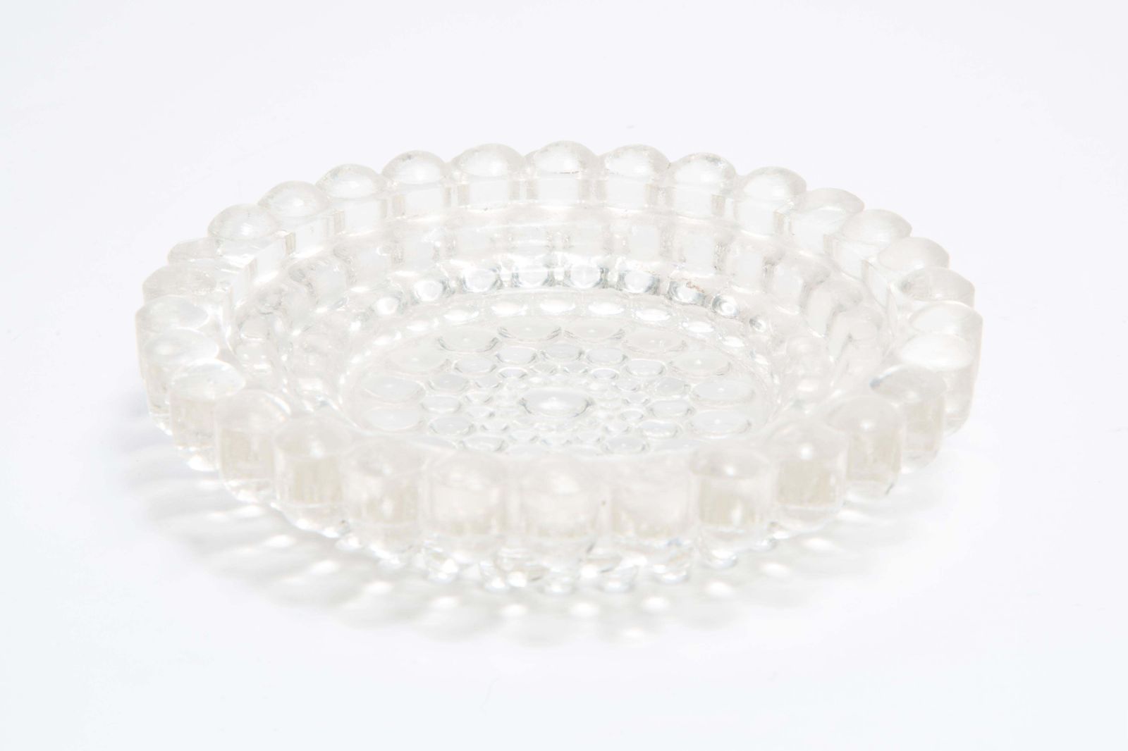 Mid Century Crystal Glass Dots Bubbles Ashtray Bowl, Italy, 1970s photo for sale