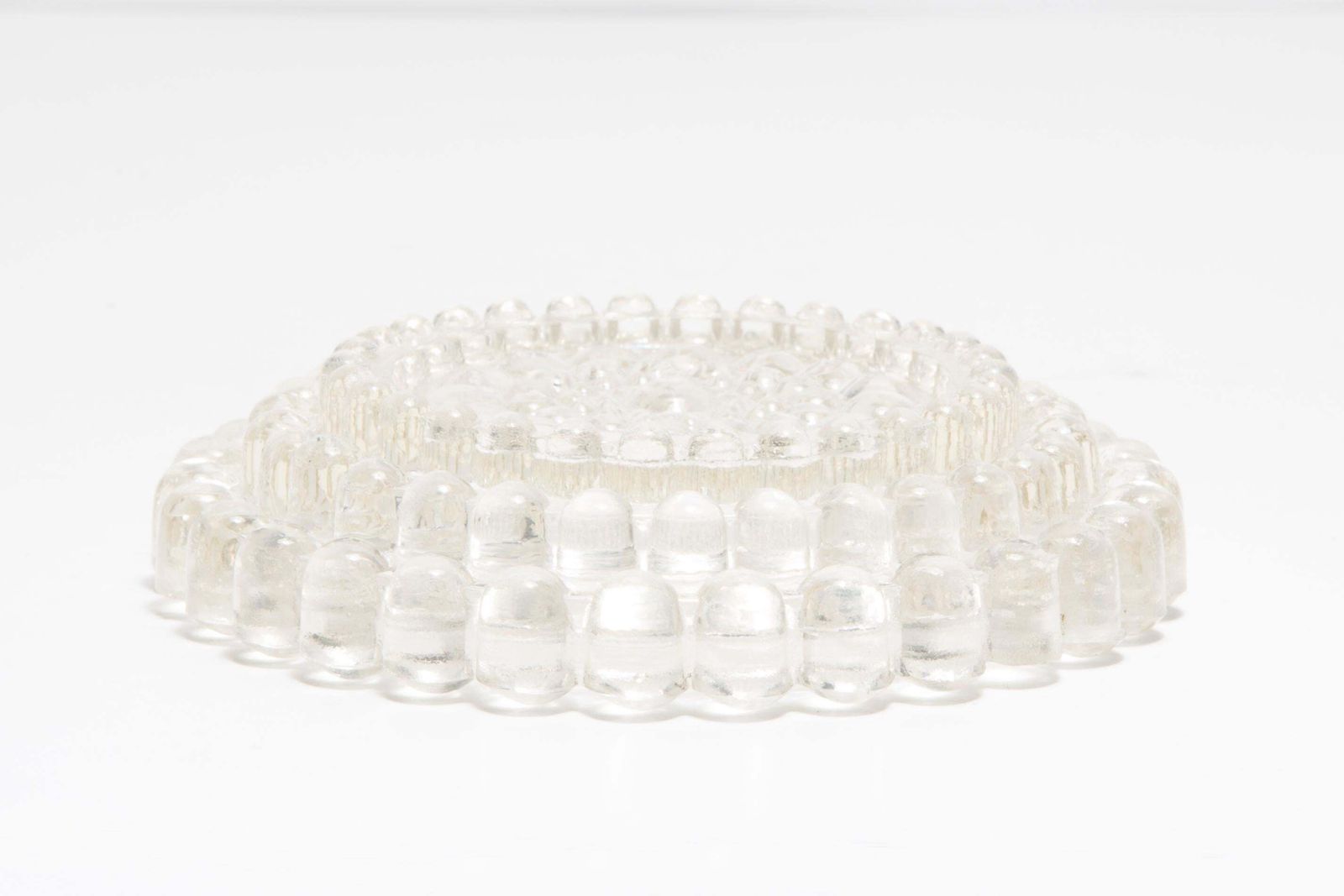 Mid Century Crystal Glass Dots Bubbles Ashtray Bowl, Italy, 1970s photo buy