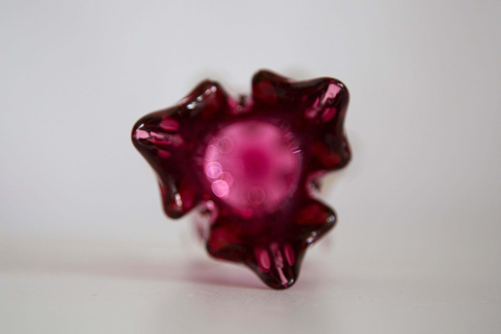 Mid Century Crystal Pink Glass Artistic Vase, Rubin Glass, Czech Republic, 1970s photo vintage