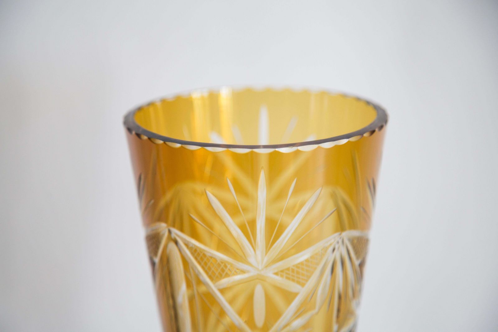 photo for sale Mid Century Vintage Big Yellow Crystal Vase, 20th Century, Europe, 1960s