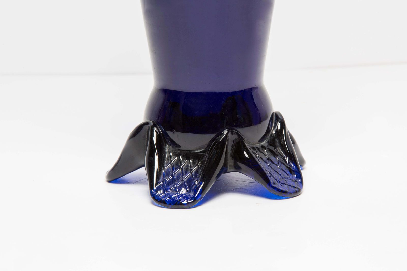 Mid Century Vintage Artistic Glass Dark Blue Navy Vase, Europe, 1970s photo vinterior