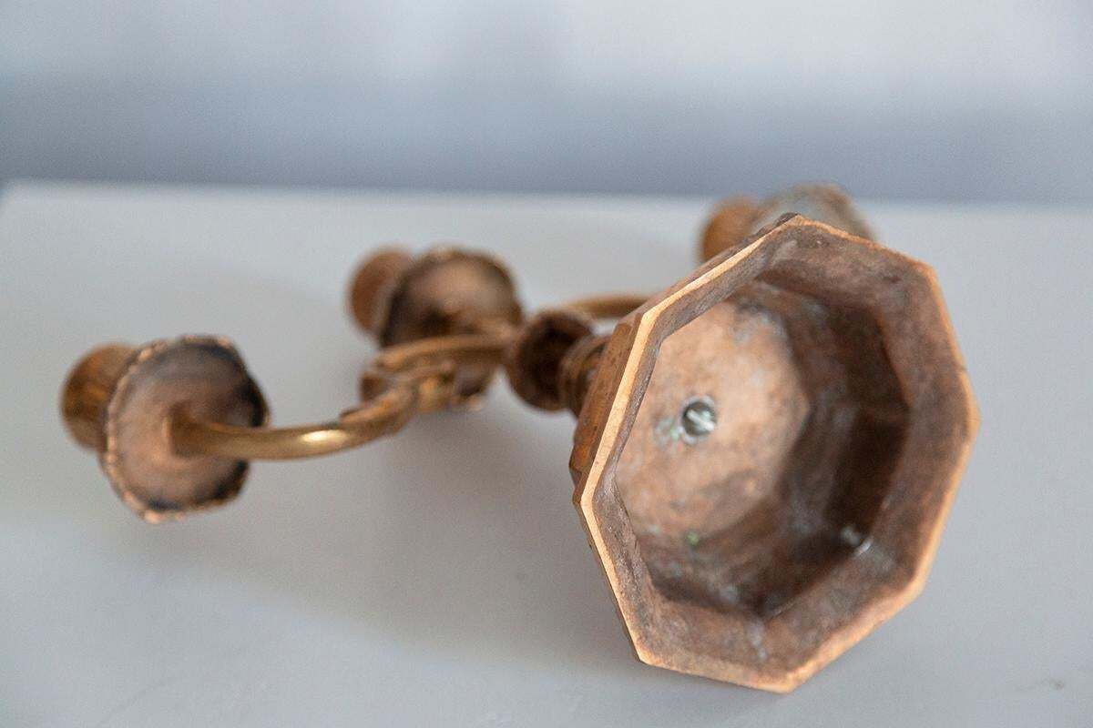 photo for sale 20th Century Metal Gold Decorative Candlesticks, Menora, France, 1960s