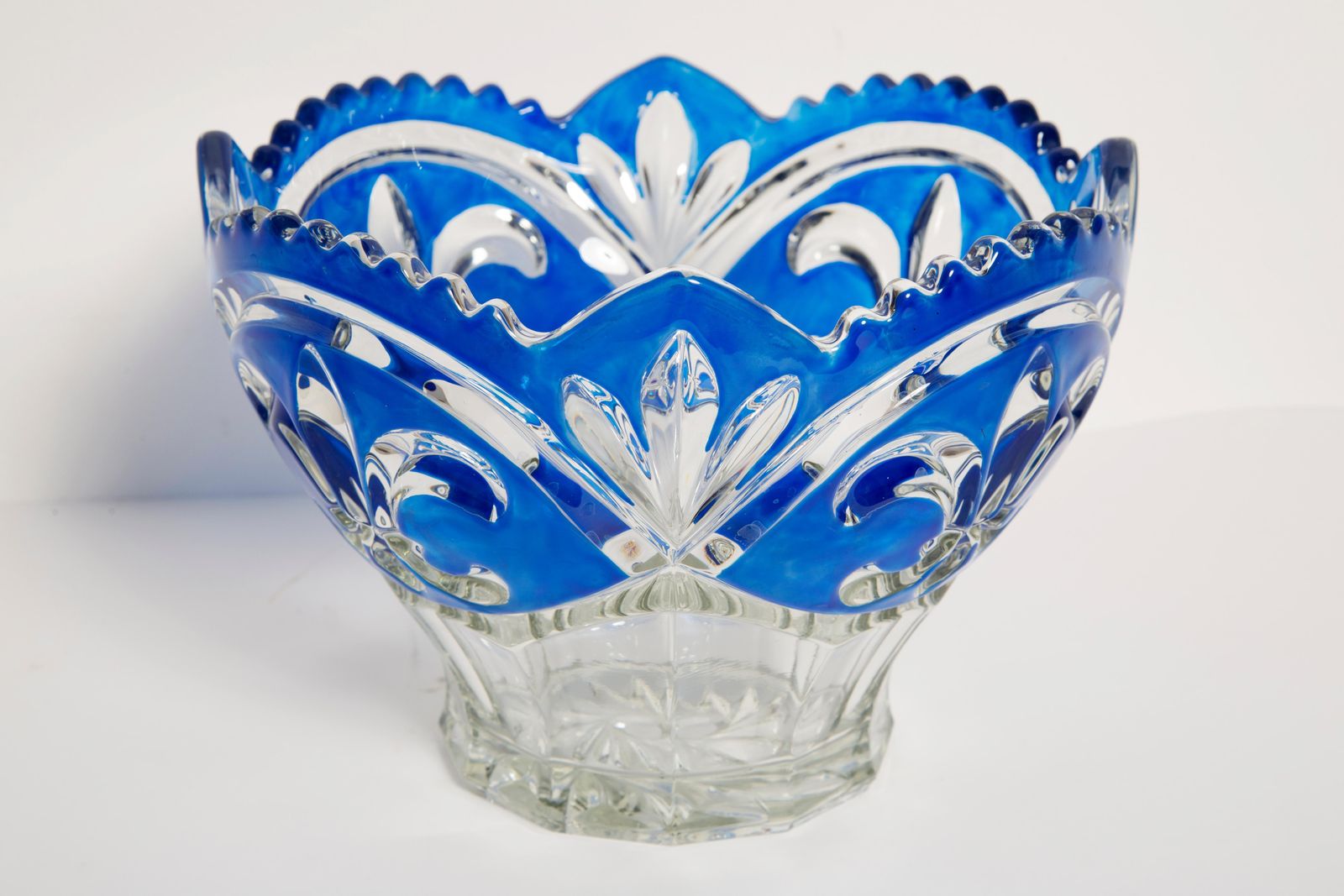 Vintage Blue Decorative Crystal Glass Plate, Italy, 1960s photo for sale