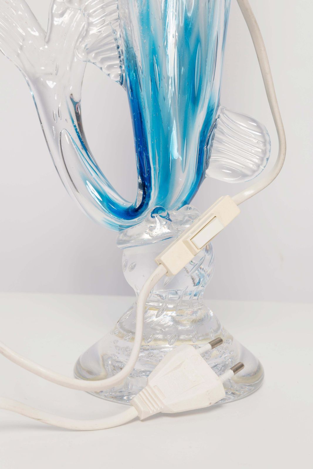 Mid Century Table Fish Lamp Glass, France, 1960s photo buy