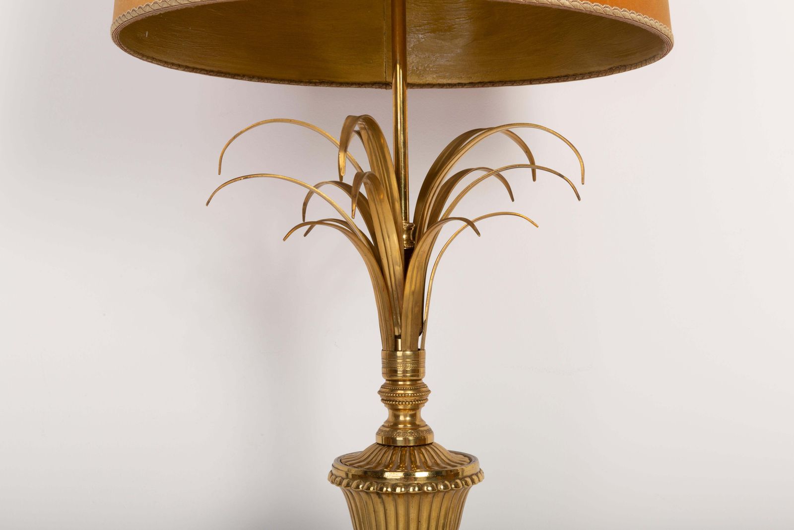 Mid Century Table Hollywood Regency Orange Lamp, Velvet, France, 1960s photo 595.0