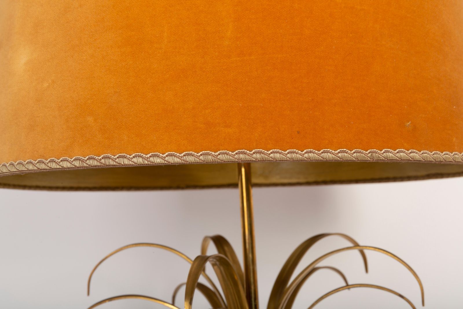 photo furniture Mid Century Table Hollywood Regency Orange Lamp, Velvet, France, 1960s