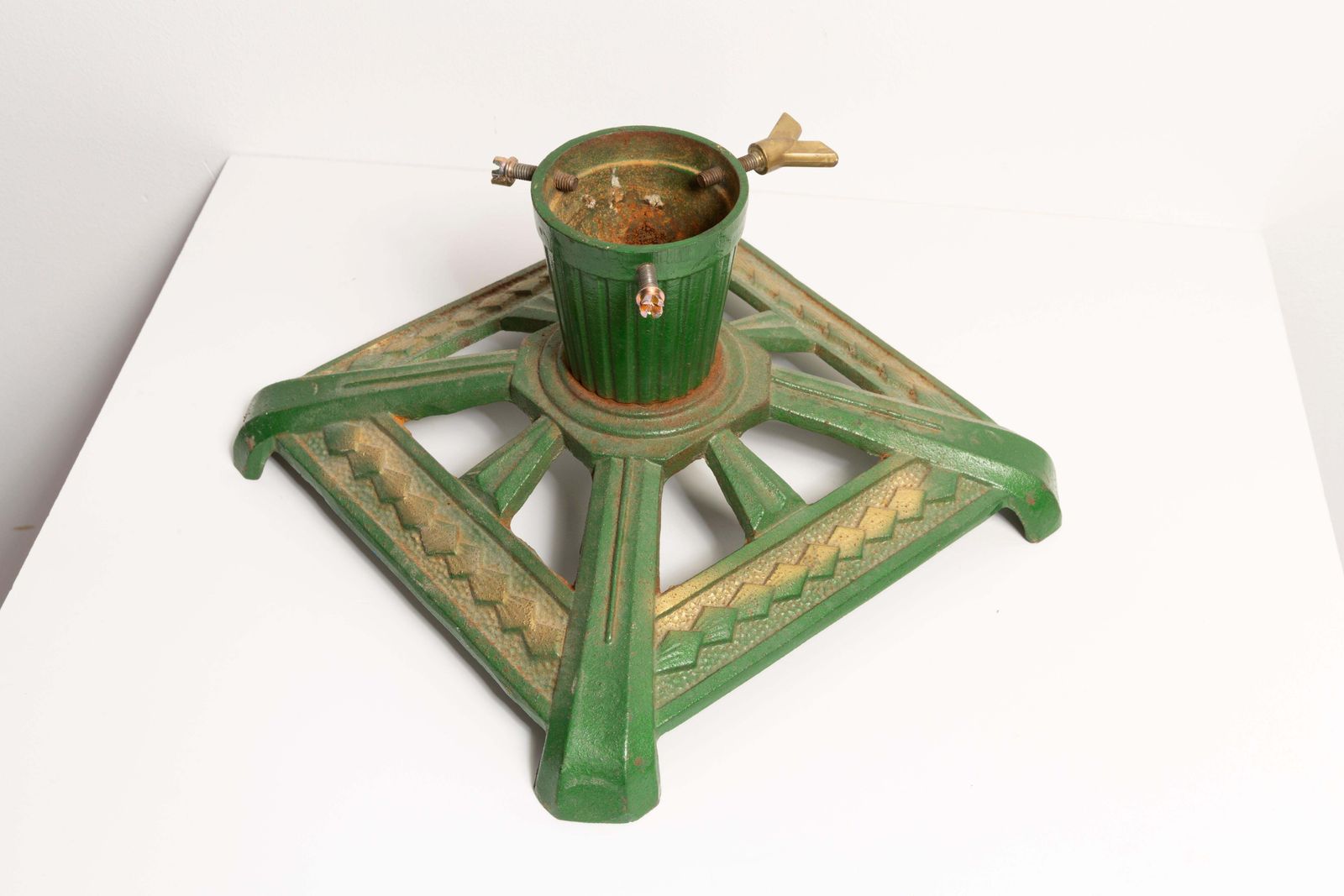 Green Handcrafted Cast Iron Art Deco Stand For Christmas Tree, Europe, 1960s photo furniture
