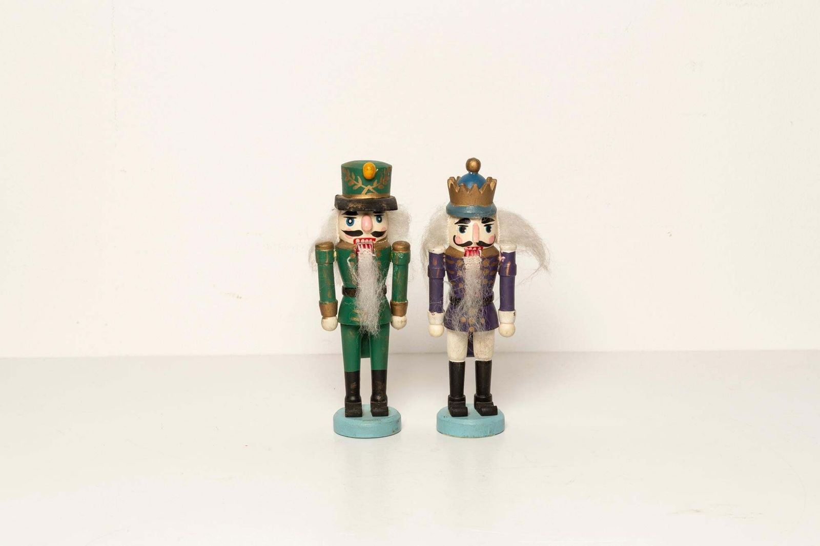 Set Of Two Vintage Christmas Small Nutcrackers, Wood, Erzgebirge, Germany, 1970 photo Home Decor