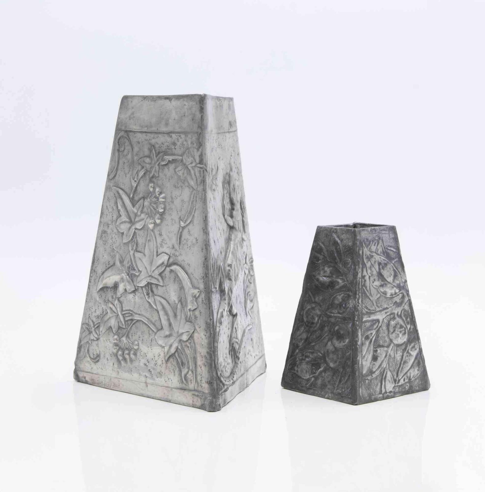 Set Of 2 Art Nouveau Pewter Vases, Italy, Early 20th Century photo furniture