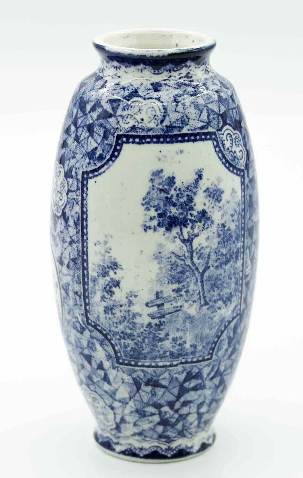 Ceramic Blue Vase By Franz Anton Mehlem, Late 19th Century photo for sale