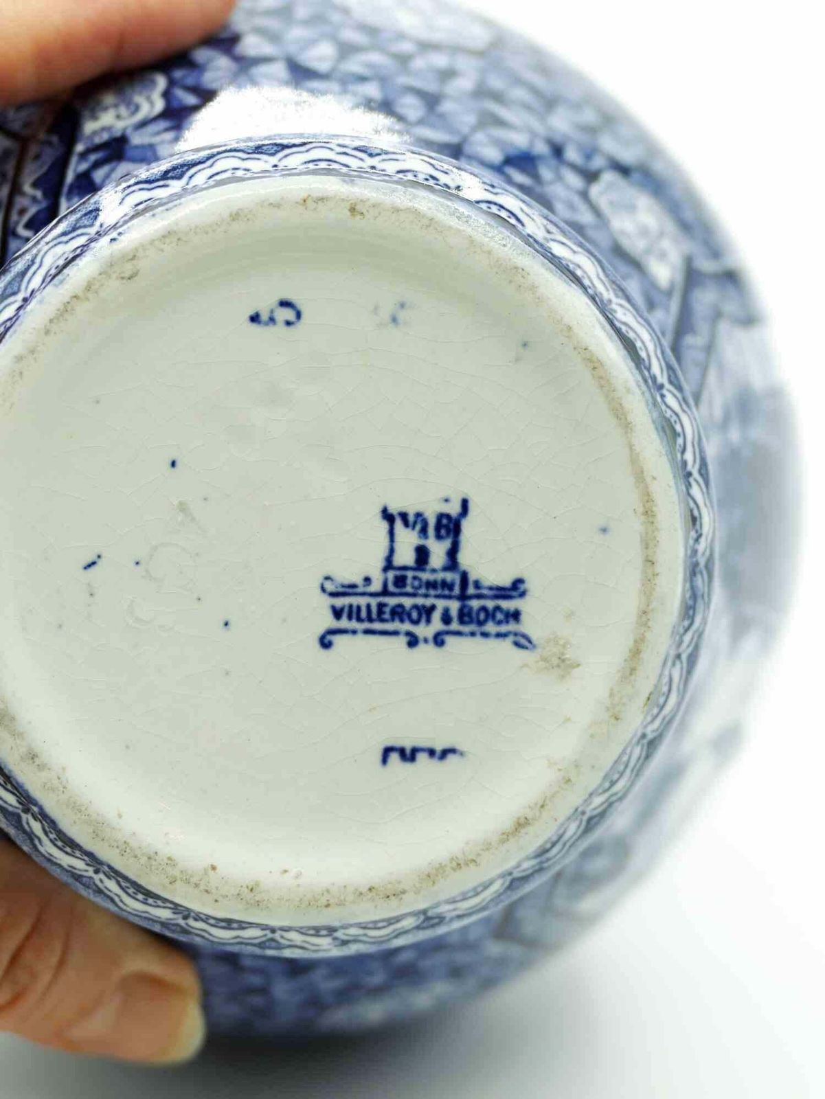 Ceramic Blue Vase By Villeroy & Boch, 19th Century photo for sale