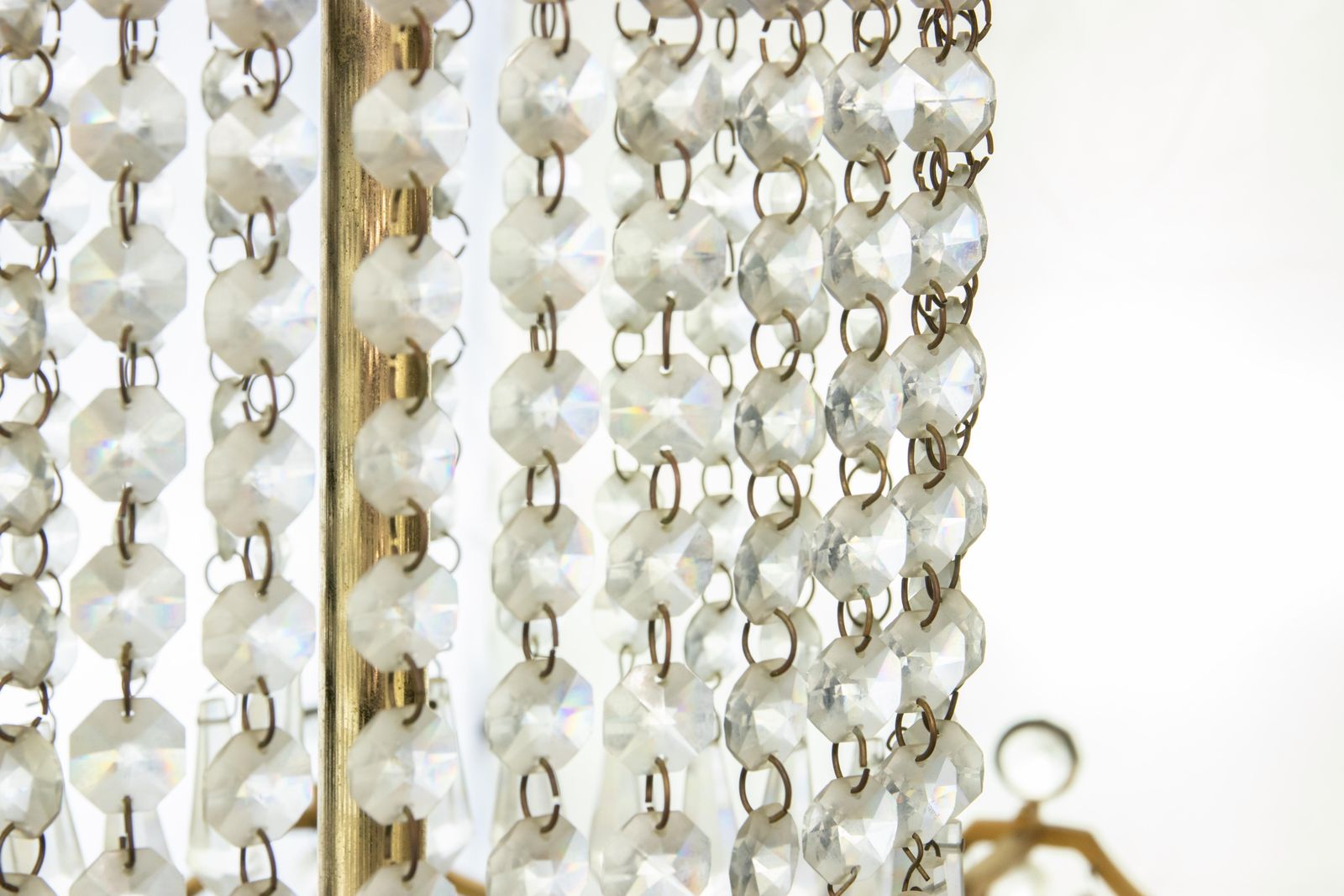 Vintage Crystal Drops Chandelier, Italy 1970s photo Lighting