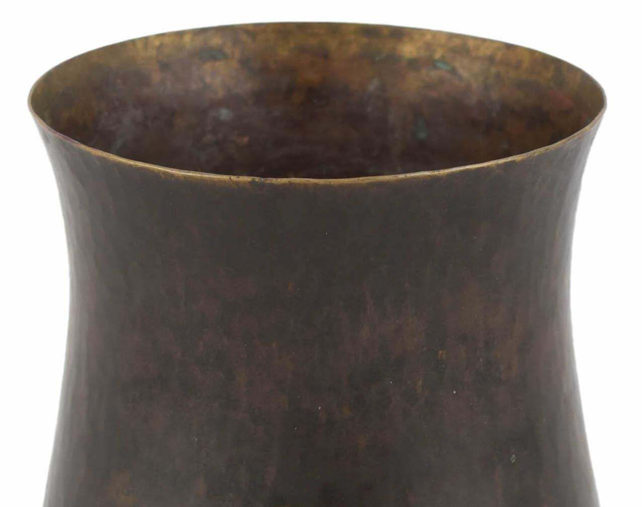 Dark Patina Brass Vase By Eugen Zint, Germany, 1960s photo furniture