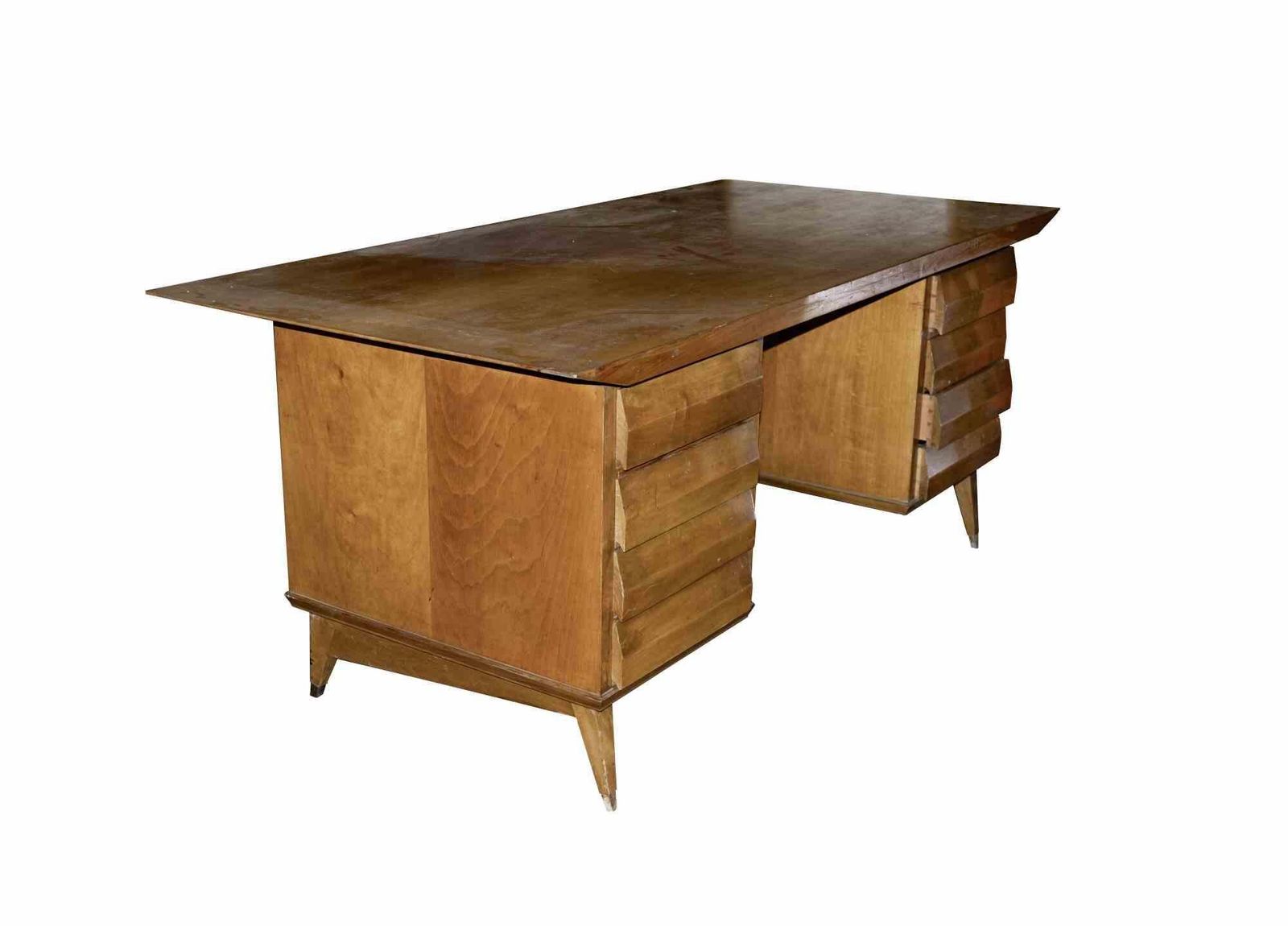 Wood Desk Attr. To Melchiorre Bega, Italy, 1950s photo for sale