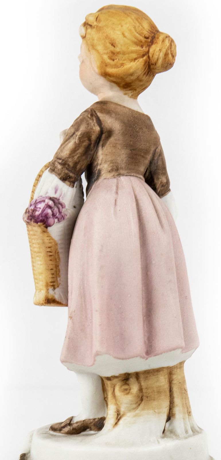 Vintage Porcelain Sculpture Of Girl With Basket, Mid 20th Century photo 187.0