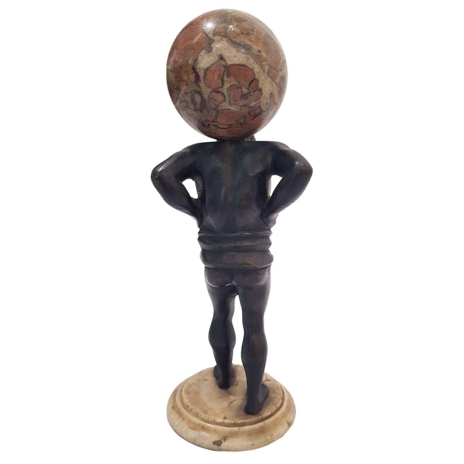 Atlas Bronze Statue, Early 19th Century, Italy photo Art