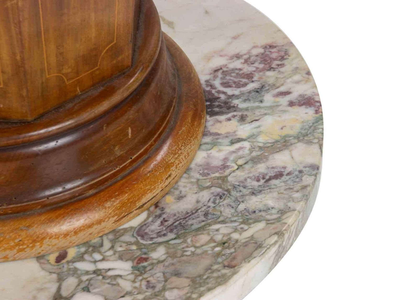 Mid Century Wooden Table With Marble Base And Glass Top, Mid 20th Century photo for sale