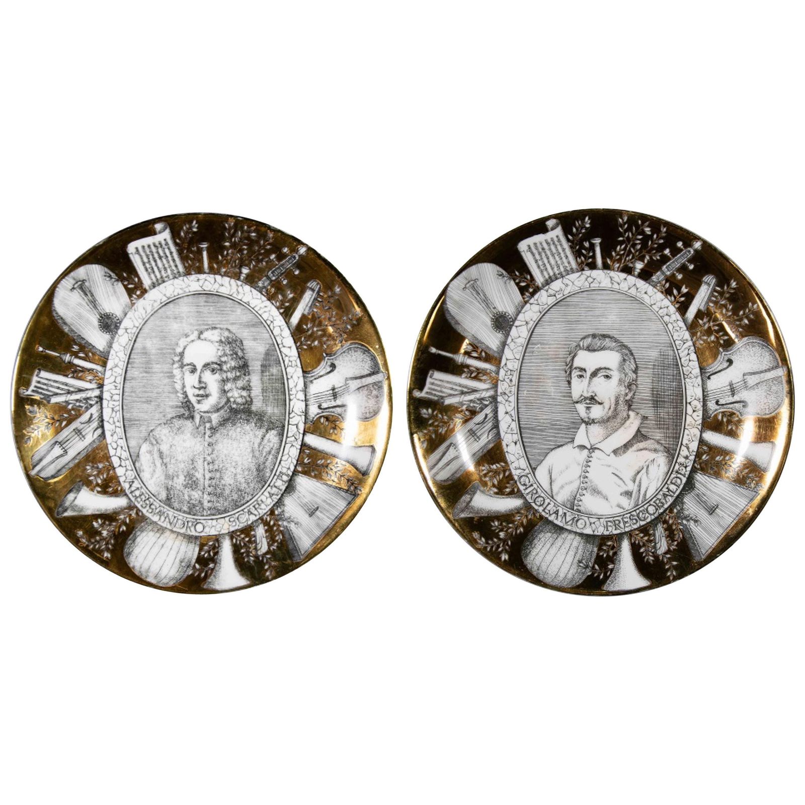 Set Of Two Plates "Grandi Maestri" By P. Fornasetti, 1967