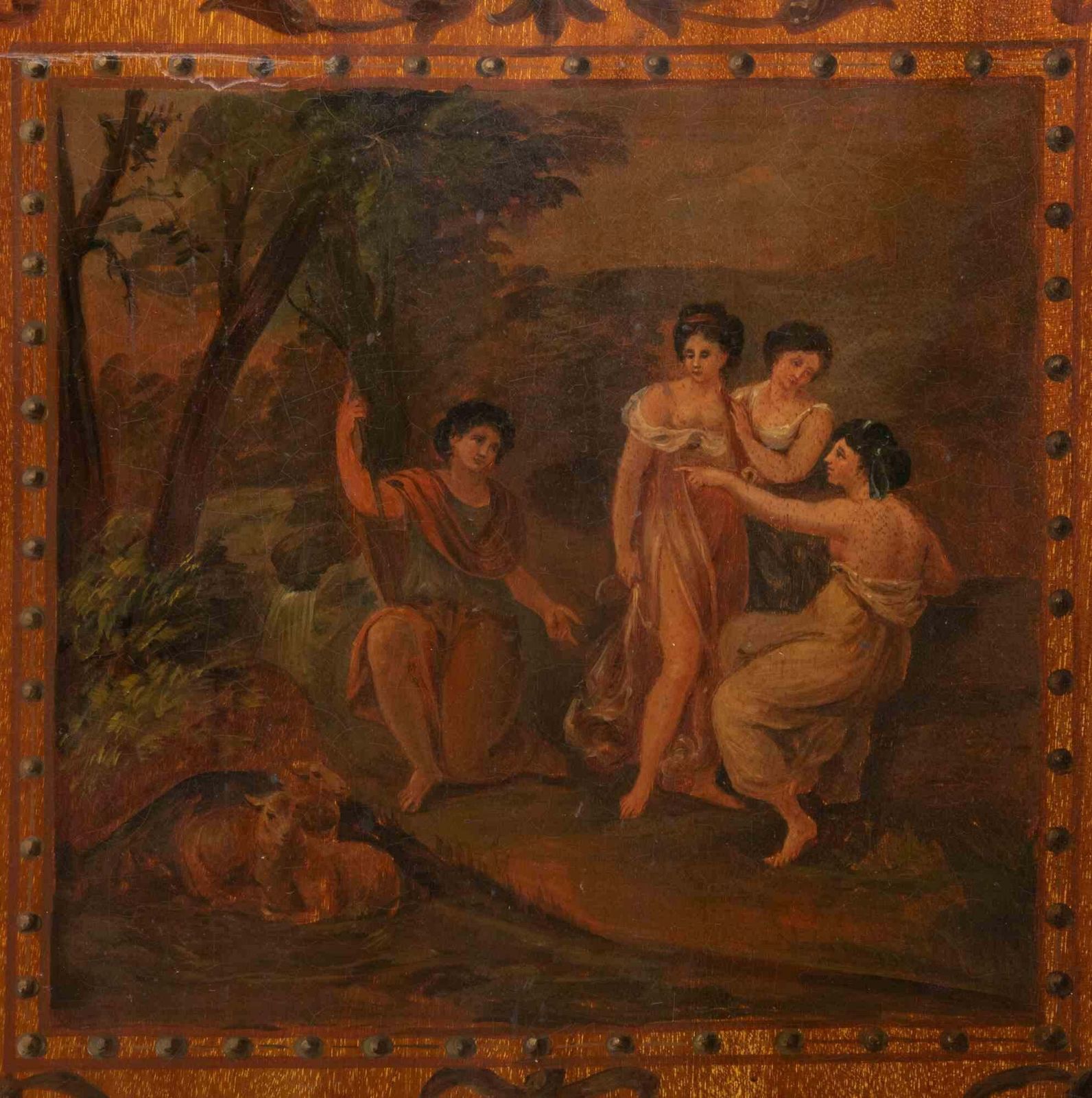 Ancient Neoclassical Three Panels Screen, Italy, 18th Century photo 7994.0