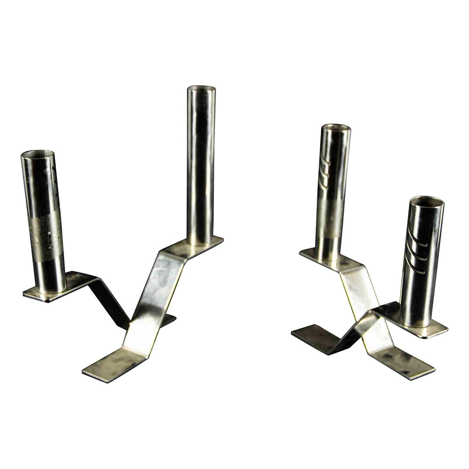 Pair Of Design Metal Candlesticks, Made In Italy, Mid 20th Century