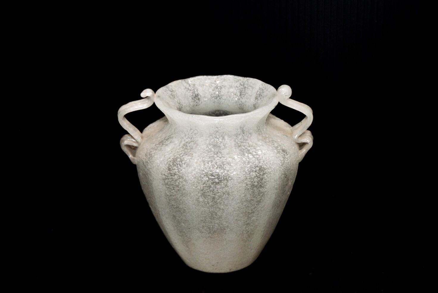 Vintage Murano Vase In White Pulegoso Glass By Napoleone Martinuzzi, 1930s photo Home Decor
