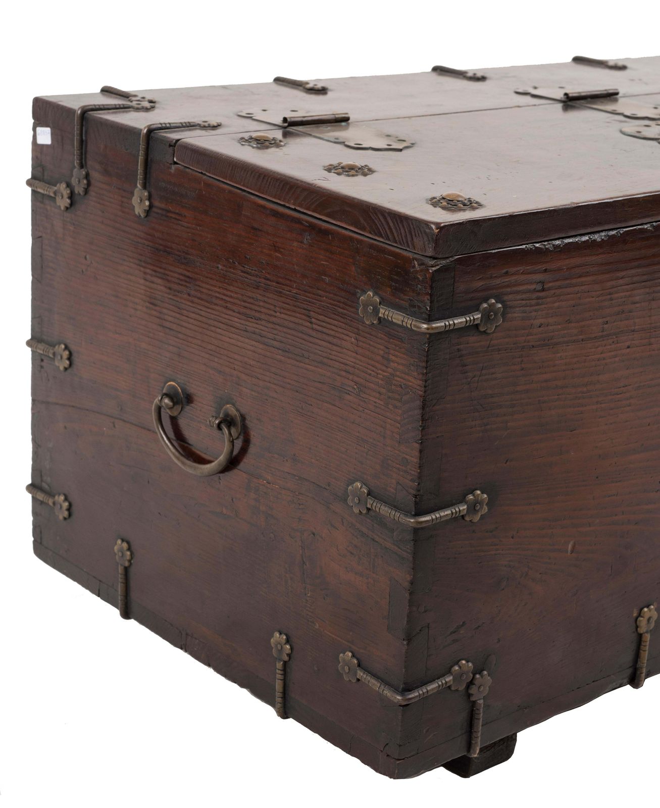 Old Chinese Chest In Wood With Decorations And Bronze Lock, 20th Century photo for sale