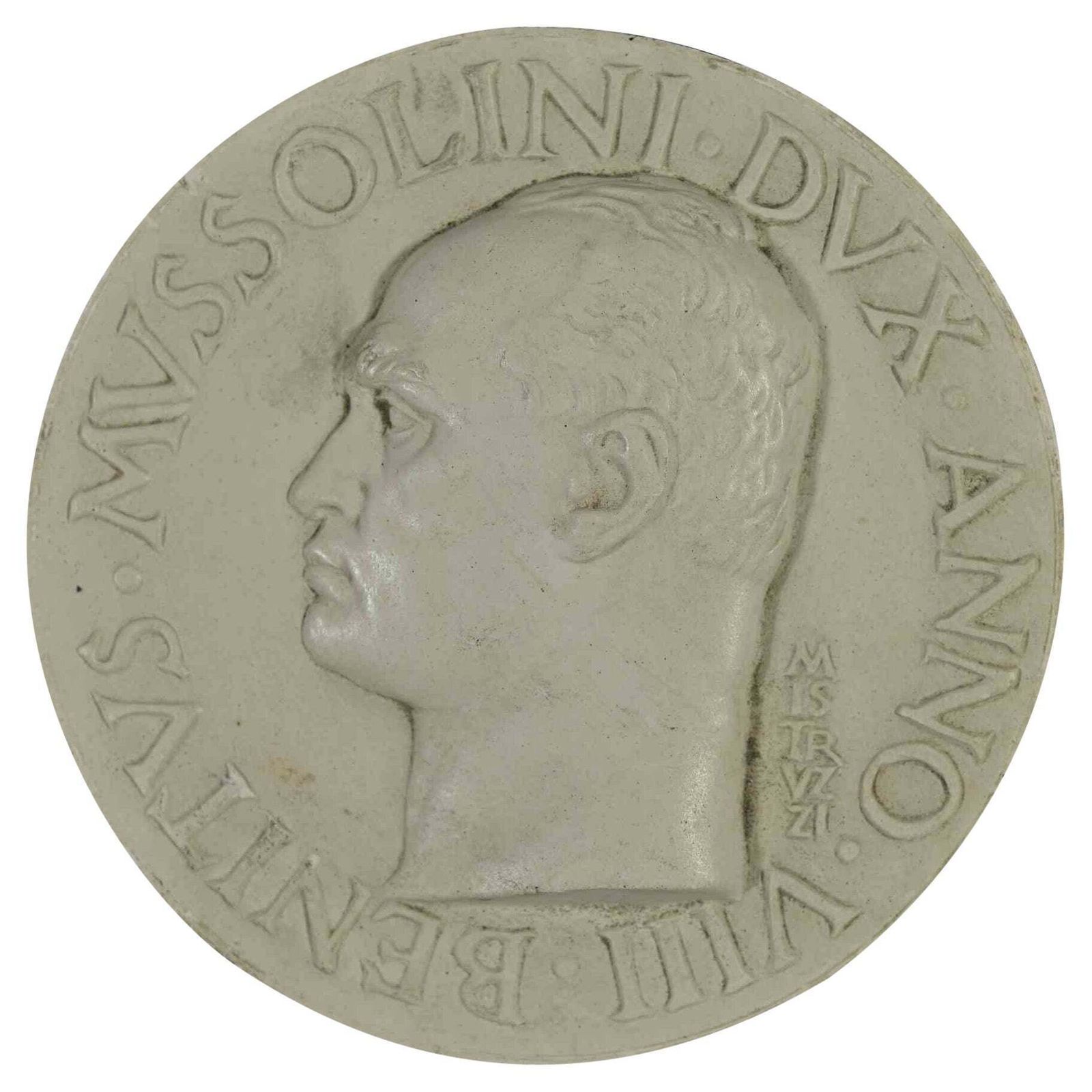 Plastel Medal Of Mussolini By Aurelio Mistruzzi, 1930s