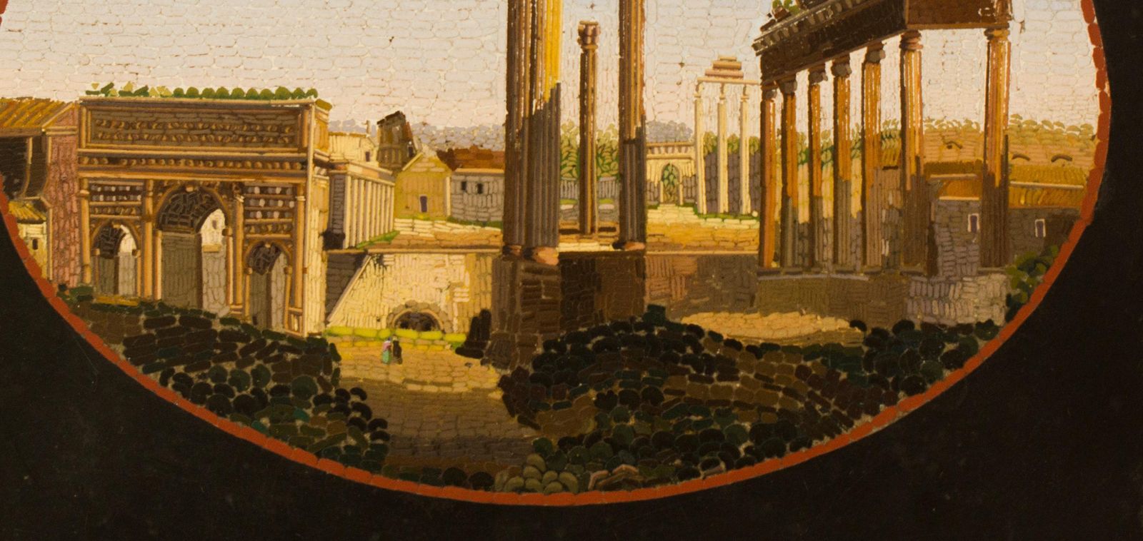 Paperweight In Belgian Marble With Micromosaic Representing The Forum Romanum photo furniture