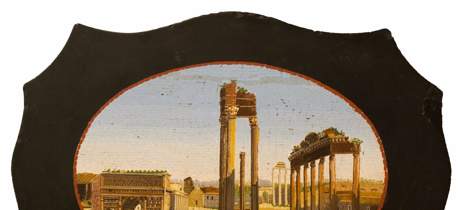 Paperweight In Belgian Marble With Micromosaic Representing The Forum Romanum photo for sale