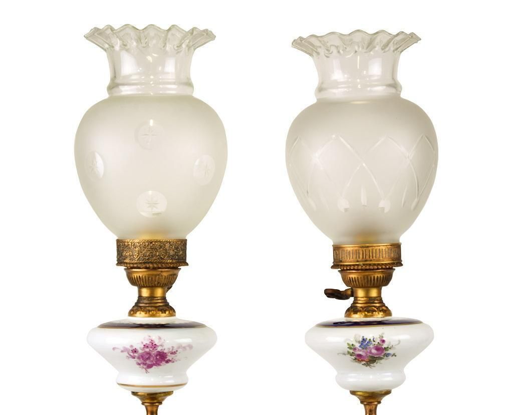 Pair Of Porcelain Lamps By French Manufacture, Early 20th Century photo furniture